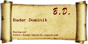 Badar Dominik névjegykártya